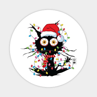 Black Cat christmas light tshirt funny cat lover christmas Magnet